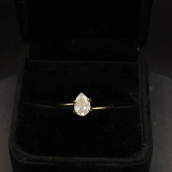 Natural 1ct pear shape diamond in solid 14k gold engagement ring display LOOSE - Picture 17 of 17
